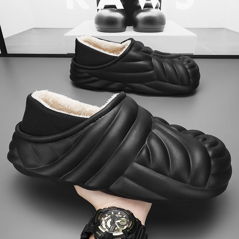 Slippers for Men Waterproof Slipper Added Cotton Platform Shoes Non-Slip Soft and Comfortable Shoe for Men Indoor Fashion New