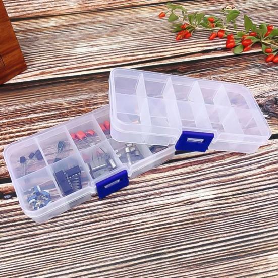 Pill Box 10 Grids Detachable Transparent Necklace Jewelry Storage Case for Home