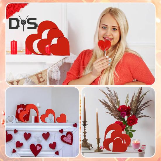 Деревянный знак любви, красное сердце, украшение стола, знак любви в форме сердца, центральный элемент ко Дню святого Валентина для домашнего декора, стола, комода