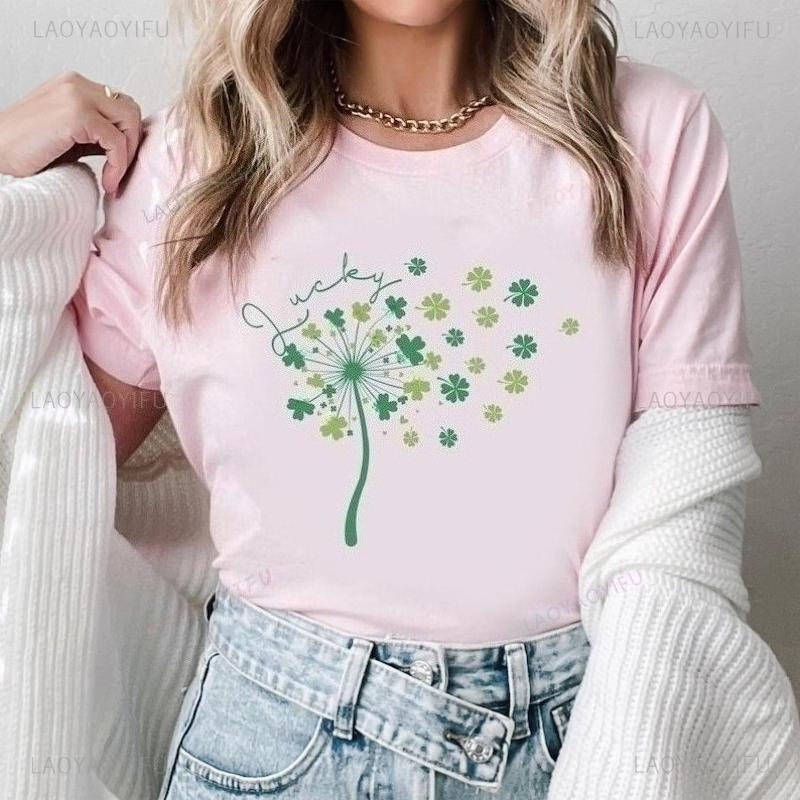 St Patricks Day Dandelion Sweatshirt Dandelion Shamrock Clovers Flying Shirt Luck Irish Tee Patrick Day Luck Graphic T Shirts
