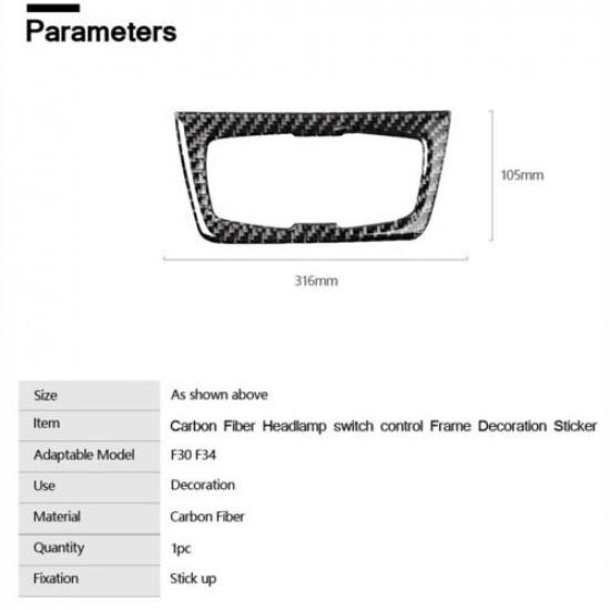 Carbon Fiber Car Inner Front Headlight Switch Frame Cover For BMW 3 F30 13 15 17