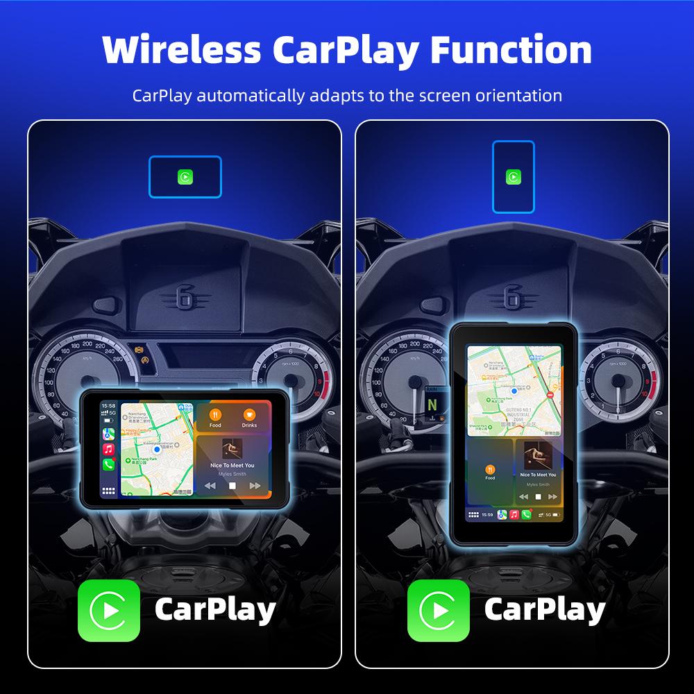 EKIY 5 Inch Rotatable Motorcycle Carplay GPS WiFi MOTO Navigation Wireless CarPlay Wireless Android Auto Motor Rotating Screen