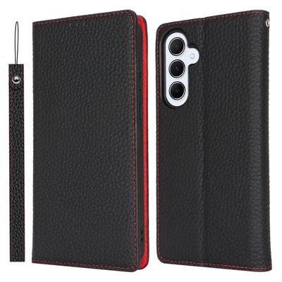 Flip Case for Samsung Galaxy S24 FE, Litchi Skin Grain, Black
