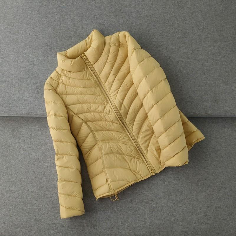 Womens Short Puffer Jacket Lightweight Slim Fit Hoodless Down Coat 90% Duck Winter Warm Outerwear