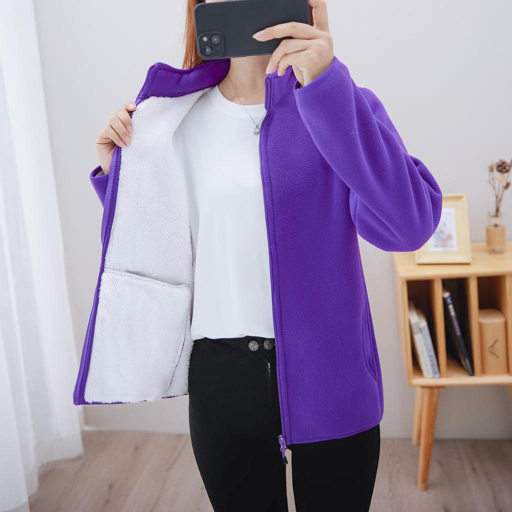 Women's Fleece Jacket for Autumn and Winter, Thickened Fleece Warm Coat, Double-sided Fleece Top