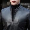 Кожаная куртка мужская из натуральной кожи овчина воротник стойка деловой повседневный весна и осень тонкая одинарная оригинальная кожаная куртка