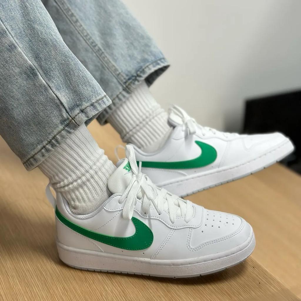 Nike Court Borough Low Recraft GS White Stadium Зеленые детские кроссовки Футбольно-серые DV5456-109