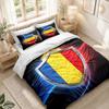Bedding Set 1 Duvet Cover 2 Pillowcases Romania Football Print Bedroom Home Decoration