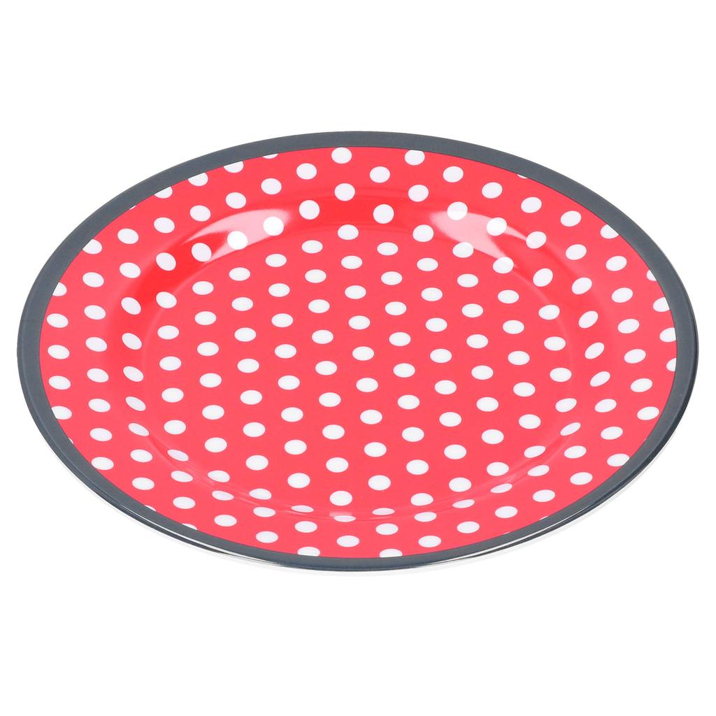 12PCS Salad Plate HighGrade Imitation Porcelain Dinnerware Tableware for Home Use(Red Dot )