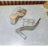 Silver Ladies High Heel Slippers Crystal Heel Sandals
