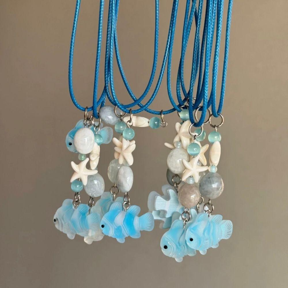 Minority Design Cute Fish Necklace Korean Style Resin Ornament Clavicle Chain Student