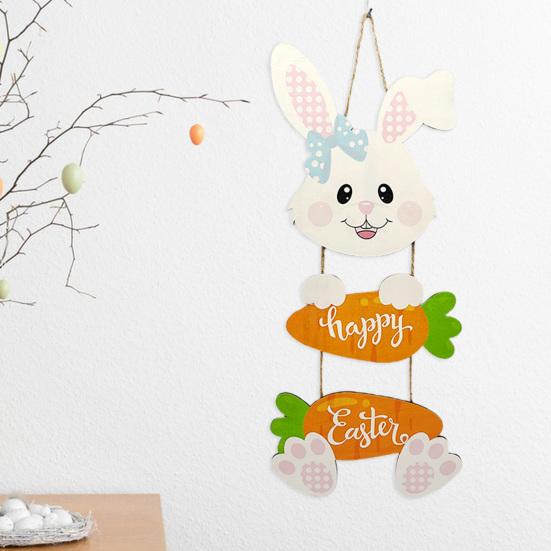 Деревянное пасхальное украшение, подвесное украшение в виде кролика, морковки, подвеска с надписью «Счастливой Пасхи» для входной двери дома, гостиной, сада
