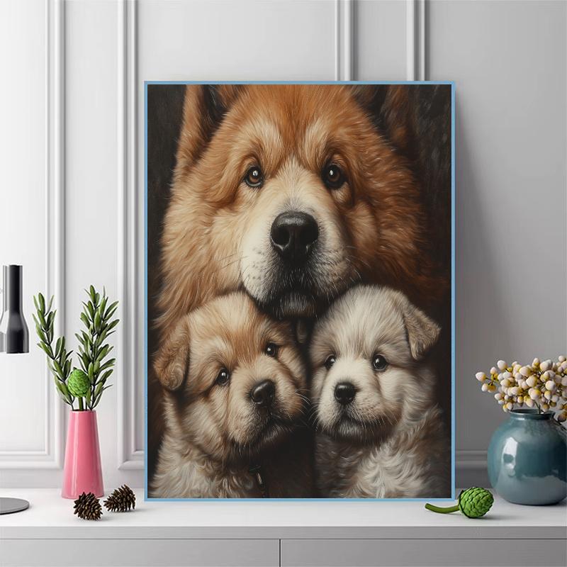 Chow Chow Pattern  3pcs 100% Round Full Drill 5D DIY Diamond Painting Embroidery Cross Stitch Rhinestone Décor
