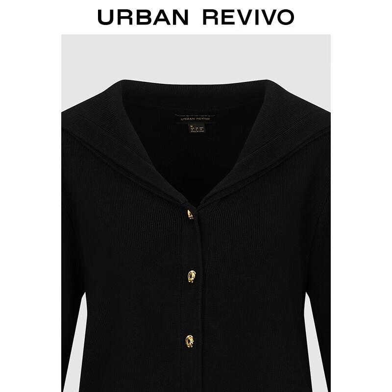 UR Women's Gold Button Lapel Knit Cardigan