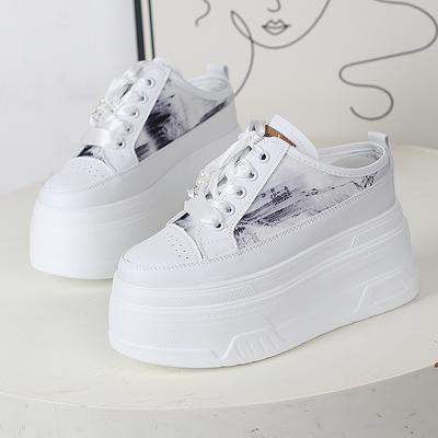 Мода 12СМ Эластичная Ткань Этническая Ткань Повседневная Аутентичная Обувь Мэри Джейн Летние Шлепанцы Платформа Танкетка Натуральная Кожа Женщины