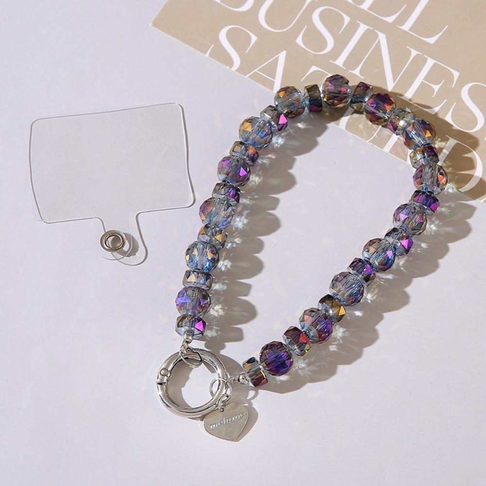 Detachable Crystal Bead Keychain Transparent Wrist Crystal Chain for Women Girls