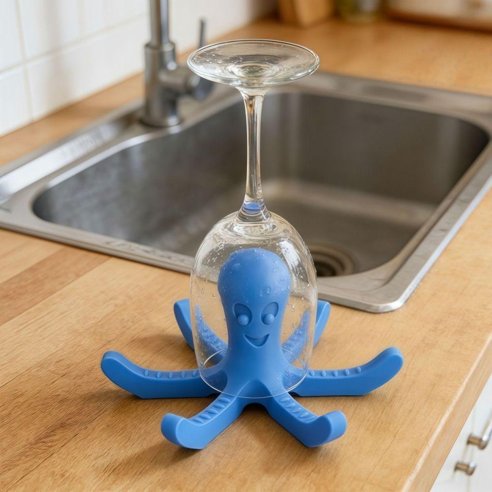 Осьминог с 6 щупальцами Держатель-сушилка для чашек Большая 3D-печатная осьминог Сушилка для бутылок с водой Синий Красный Современный дизайн Держатель для стаканов