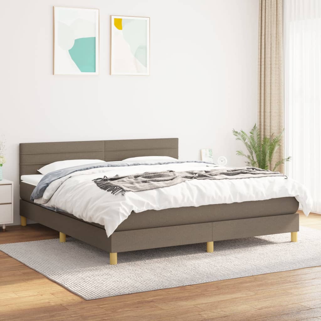 Vidaxl Континентальная кровать с матрасом, цвет тауп, ткань, 180x200 см