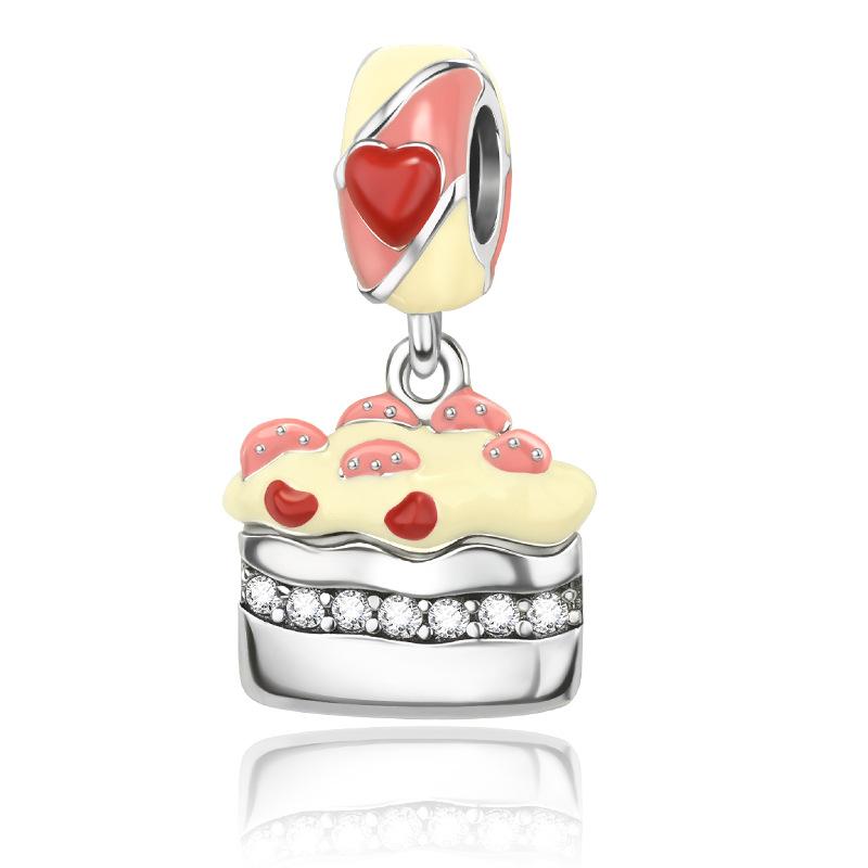 DIY Birthday Cake Pendant Bracelet Accessories Sweet Cute Enamel Bead Jewelry Making Supplies