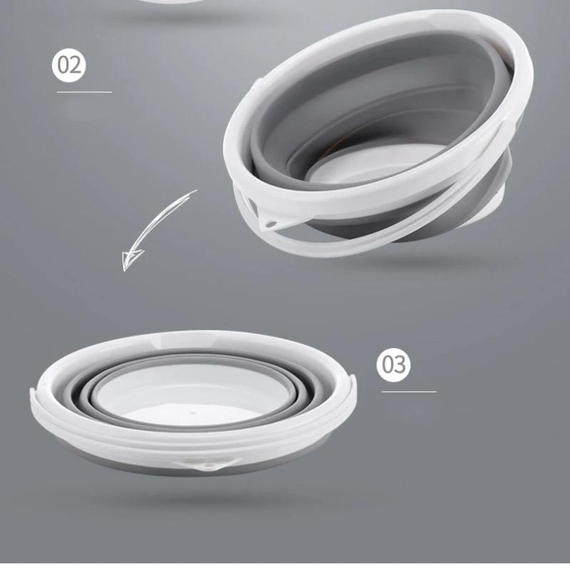 3L Collapsible Bucket Easy Hold Folding Bucket Top Silicon Car Washing Bucket Outdoor Fishing Travel Camp Bucket Home Storage