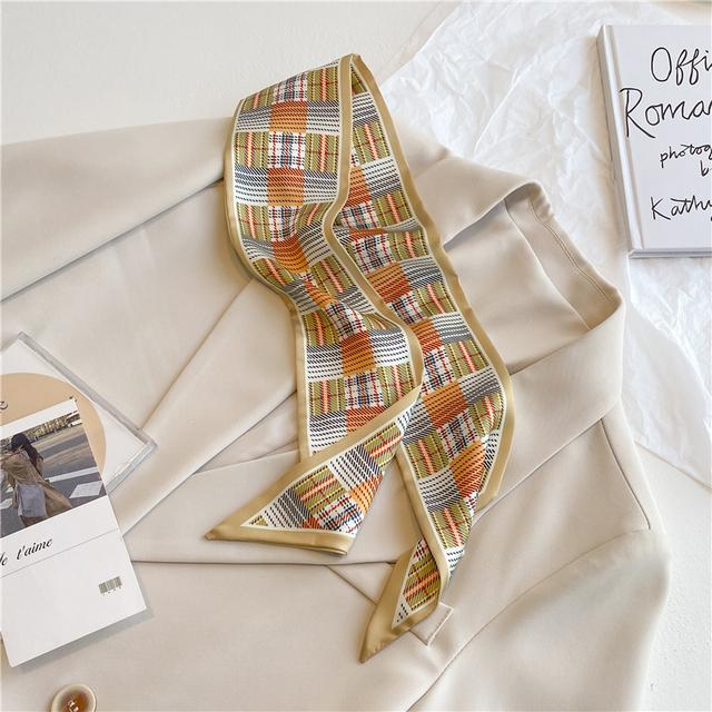 Long Hair Hand Wrist New Print Headband Scarf Women Summer Flower Silk Satin Ribbon Belt Foulard Scarves