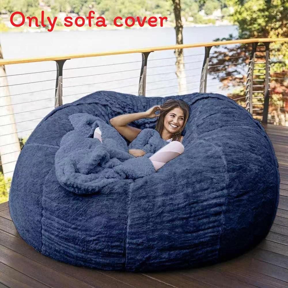 Solid Color Large Soft Plush Portable Living Room Lazy Sofa Cover Bean Cover Bag