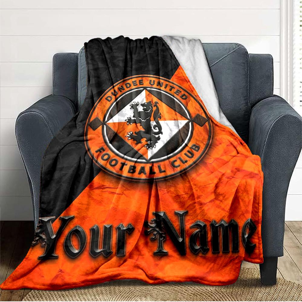Name Custom Dundee United FC Print Flannel Blanket High Quality Warm Comfortable Cover for All Seasons Perfect for Gifts Home Decor