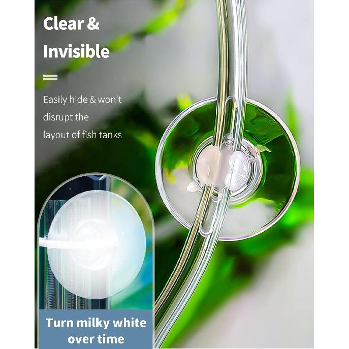 Pawfly 20 Pack Aquarium Suction Cups with Clips and Adjustable Zip Ties Cables Fish Tank Tools for Binding Moss Holding Airline Tubing Decorations