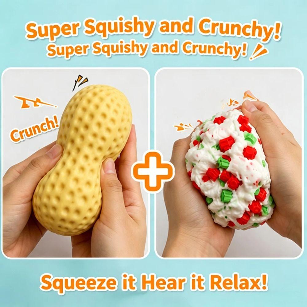 Creative Finger Relax Crispy Peanut Squishy Handmade Hand Toy Blocks Filled Squishy Shapeable Pinch Sensory Fidget Ball Studen