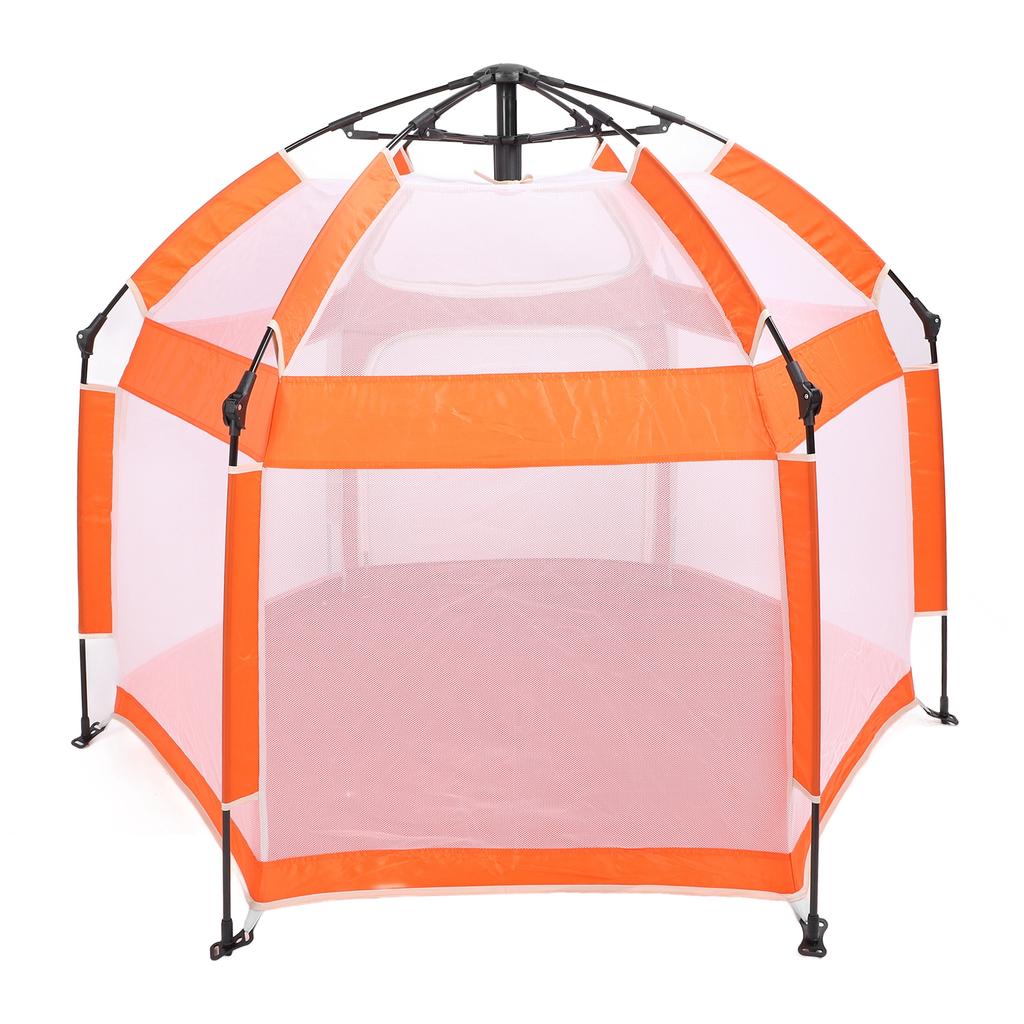 Popup Playpen Tent Roomy Foldable Portable Baby Fence for Indoor Outdoor Yard Beach Use Orange