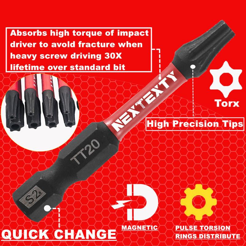 25-150mm T7-T40 Torx Screwdriver Bit Set With Box Impact Tough Magnetic Hex Shank Drill Screw Wrench S2 Alloy Steel Star Bit