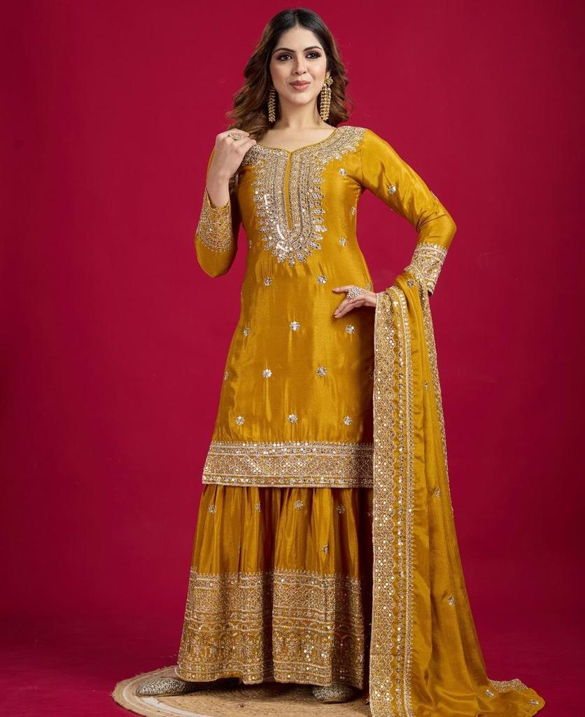 Women Bollywood Pakistani Sharara Salwar Suit Indian Designer Salwar Kameez Set Dress