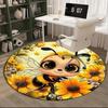 Bee Yin Yang Harmony round carpet Chair cushion Round Entryway Rug, Soft Round Rugs for Living Room, Bedroom, Circle Carpet decor gifts