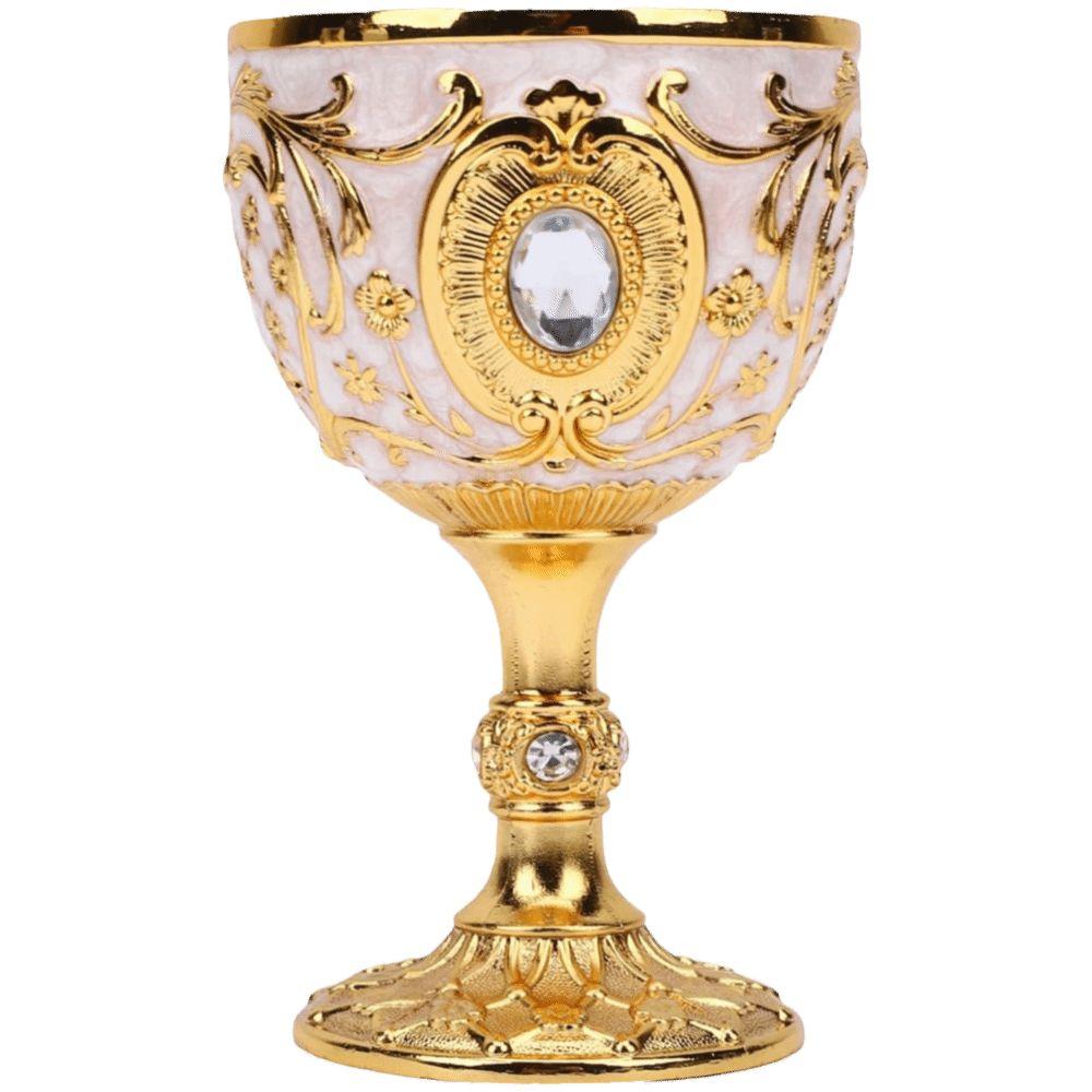 Alloy Vintage Chalice Gold And White Metal Wine Cup Engraving Wine Cup Whiskey Tasting