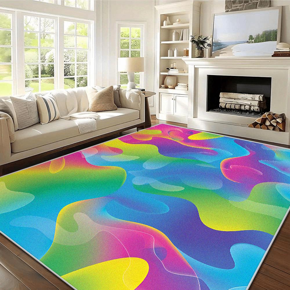 Multicolour Abstract Rugs for Bedroom Carpets for Living Room Easy Care Cloakroom Non-slip Floor Mat Large Area Lounge Carpet