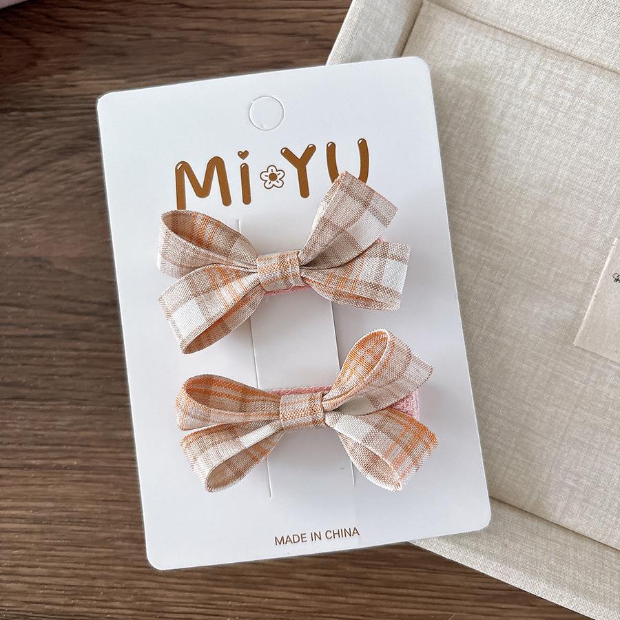 2 шт./компл. Милая клетчатая детская заколка для волос для девочки, корейская мода, ретро, милый бант, детская заколка для волос, кавайные аксессуары для волос, головной убор