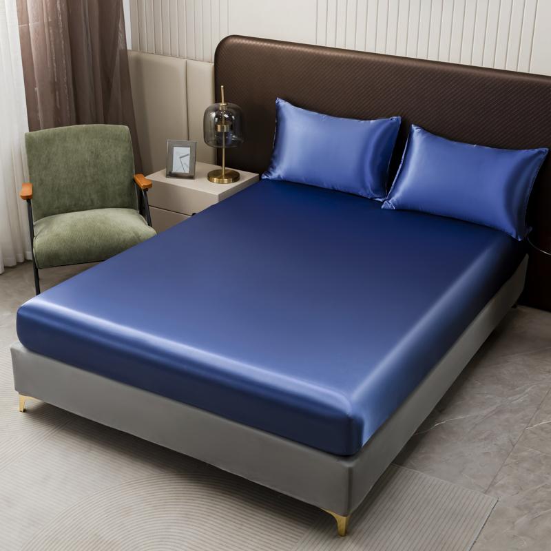 Европейские и американские размеры, атласная простыня на резинке, гладкая, приятная для кожи простыня с эластичной резинкой, простыня из искусственного шелка размера King Size 180x200