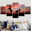 Horse Silhouette Sunset Wall Art Canvas Set Animal Paintings for Interior Modular Bedroom Decoration Modern Aesthetic Room Decor