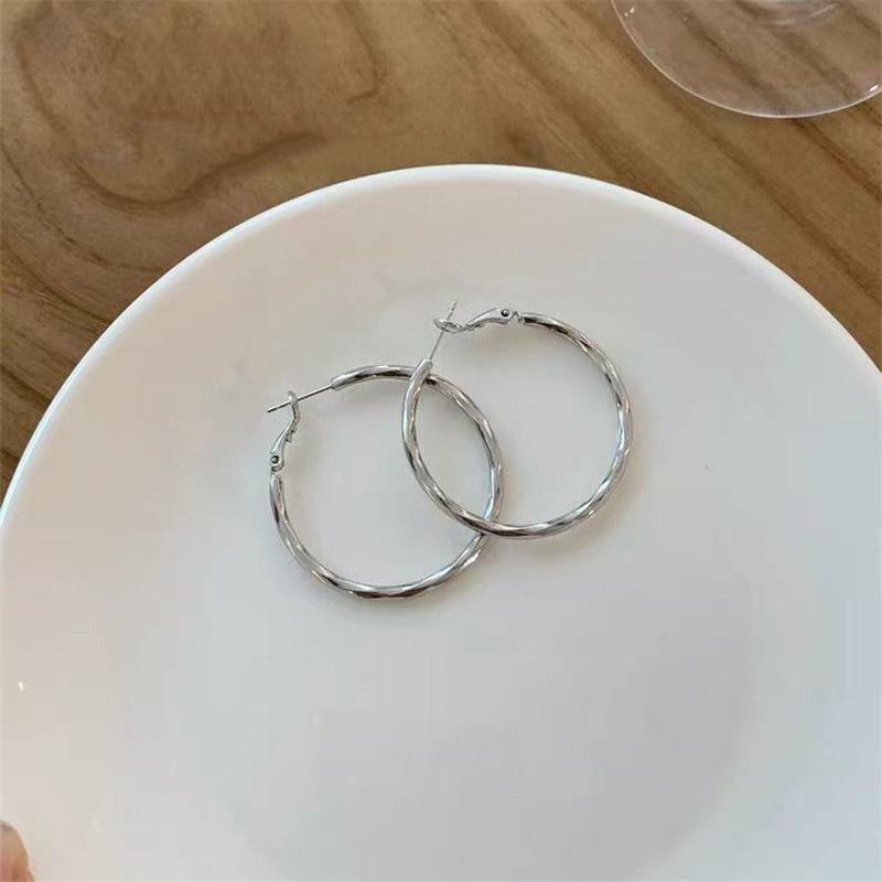 Women Metal Double Layer Hoop Earrings, Light Luxury Plain Circle Ear Buckles, Temperament Large Fashion Ear Jewelry