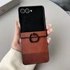 Кожаный чехол-держатель с кольцом для Samsung Galaxy Z Flip 3 4 5 6 7 5G ZFlip7 FE ZFlip6 Защитный противоударный чехол с защитой шарнира