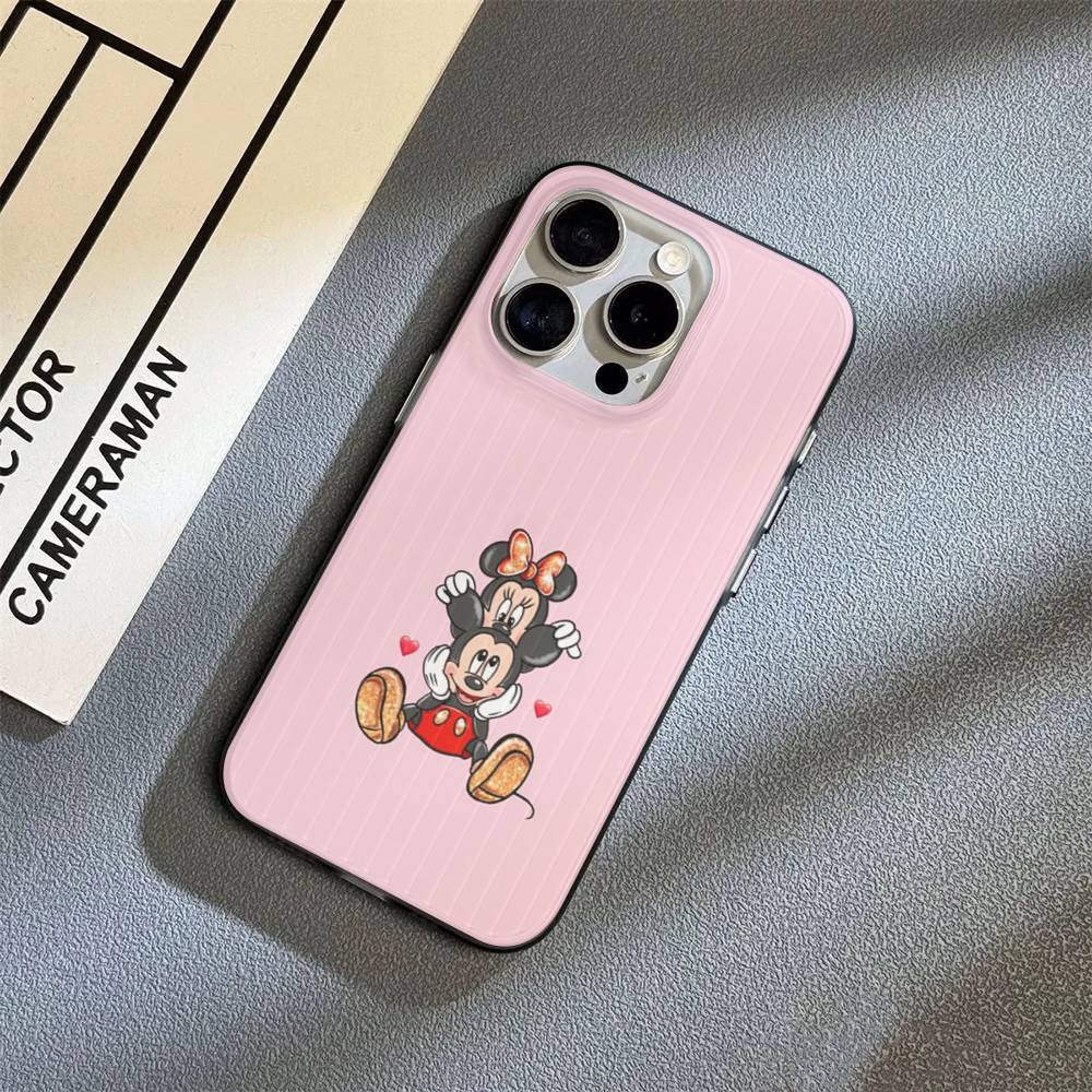 M-Минни M-Микки Для iPhone 16 15 14 13 12 11 17 Pro Max Plus Волна Гофрированный Чехол для Телефона Противоударная Крышка