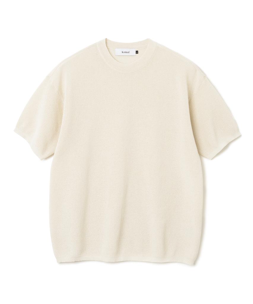 KNITTED Coolever Round Short Sleeve Knit Tee Ivory