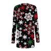 Women's Fashion Casual Christmas Print Medium Length Cardigan Jacket Coat
