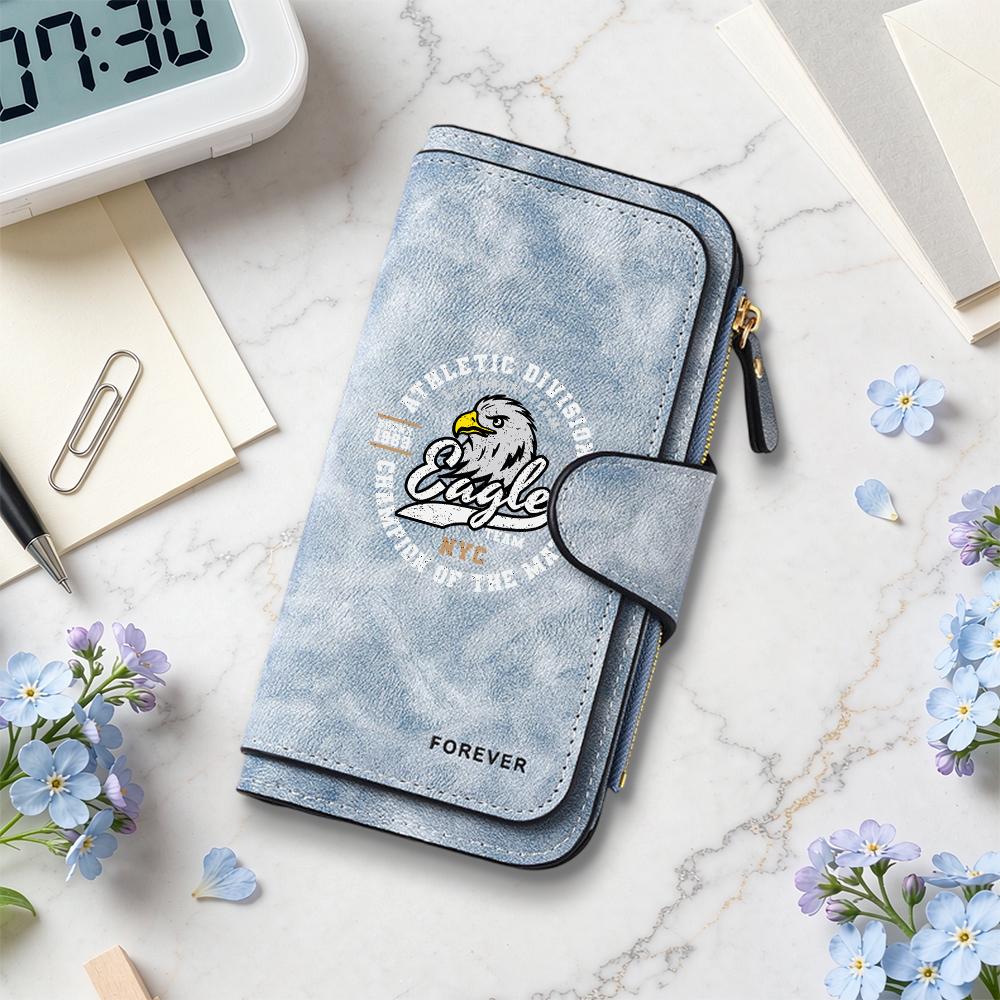 Retro Eagle Print Long Wallet Multi Card Slot Large Capacity Fashion Daily Purse for Men Women