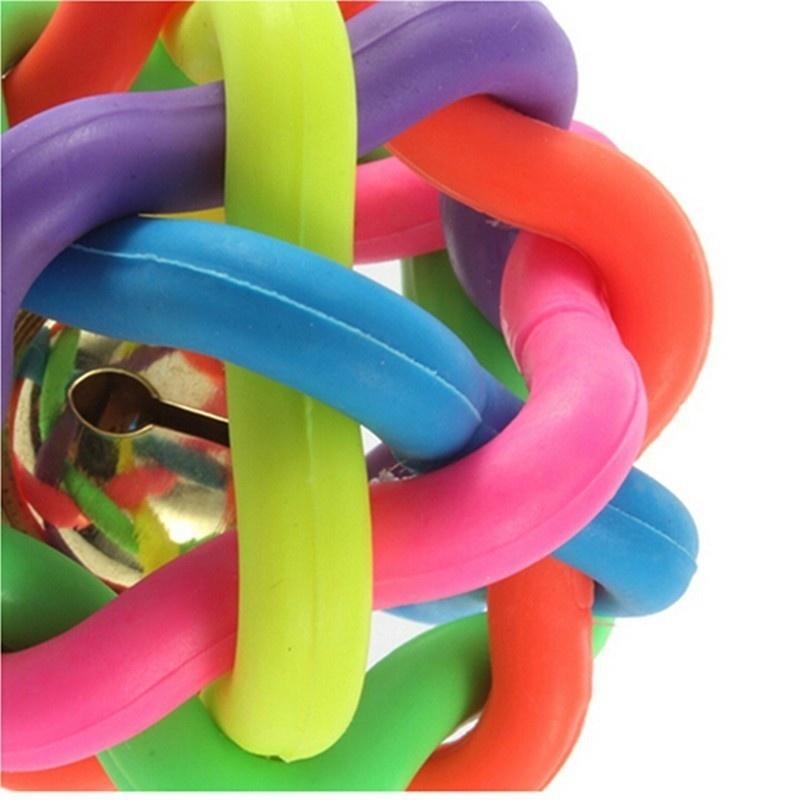 Цветная круглая игрушка для жевания для собак и кошек, резиновый узелковый мяч с колокольчиком