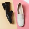 Square Headed Single Shoe Women's Small Leather Shoes Loafers Women Small Heel Shoes for Women Retro Shoes Women