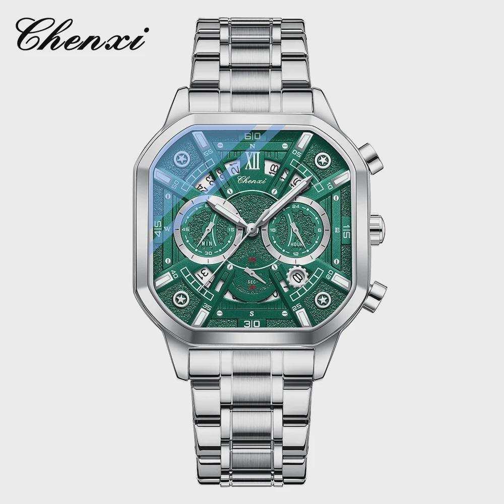 CHENXI Men Multifunction Quartz Watches Chronograph Waterproof Fashion Calendar Men's Luminous Watch