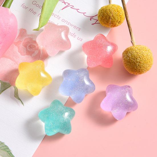 10 шт., бусины со звездами, яркие цвета, милые украшения из смолы, сделай сам, ювелирные изделия, аксессуары для чехлов для мобильных телефонов