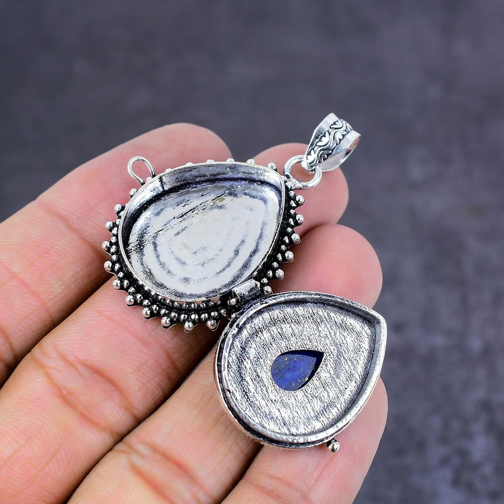 Подвеска "Яд" из натурального лазурита ручной работы из стерлингового серебра 925 пробы 1,77 дюйма p6T68