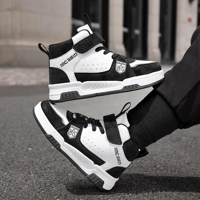 Детская модная и удобная обувь на липучках, на толстой подошве, высокие кеды, уличная повседневная спортивная обувь 28-39